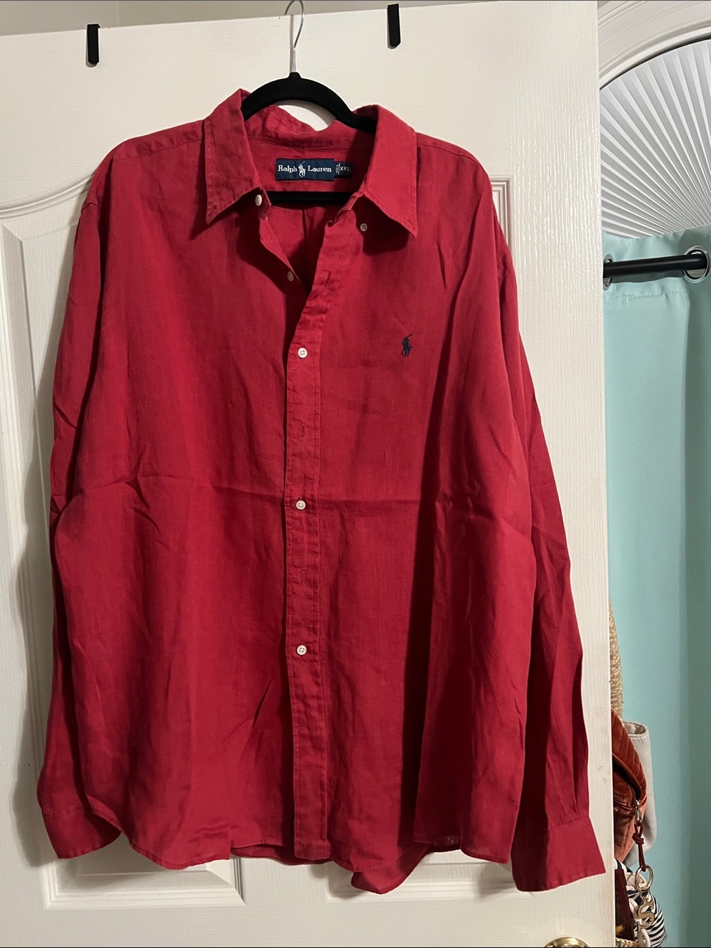 Ralph Lauren Men's Red Long-Sleeve Limen Button-Down Shirt